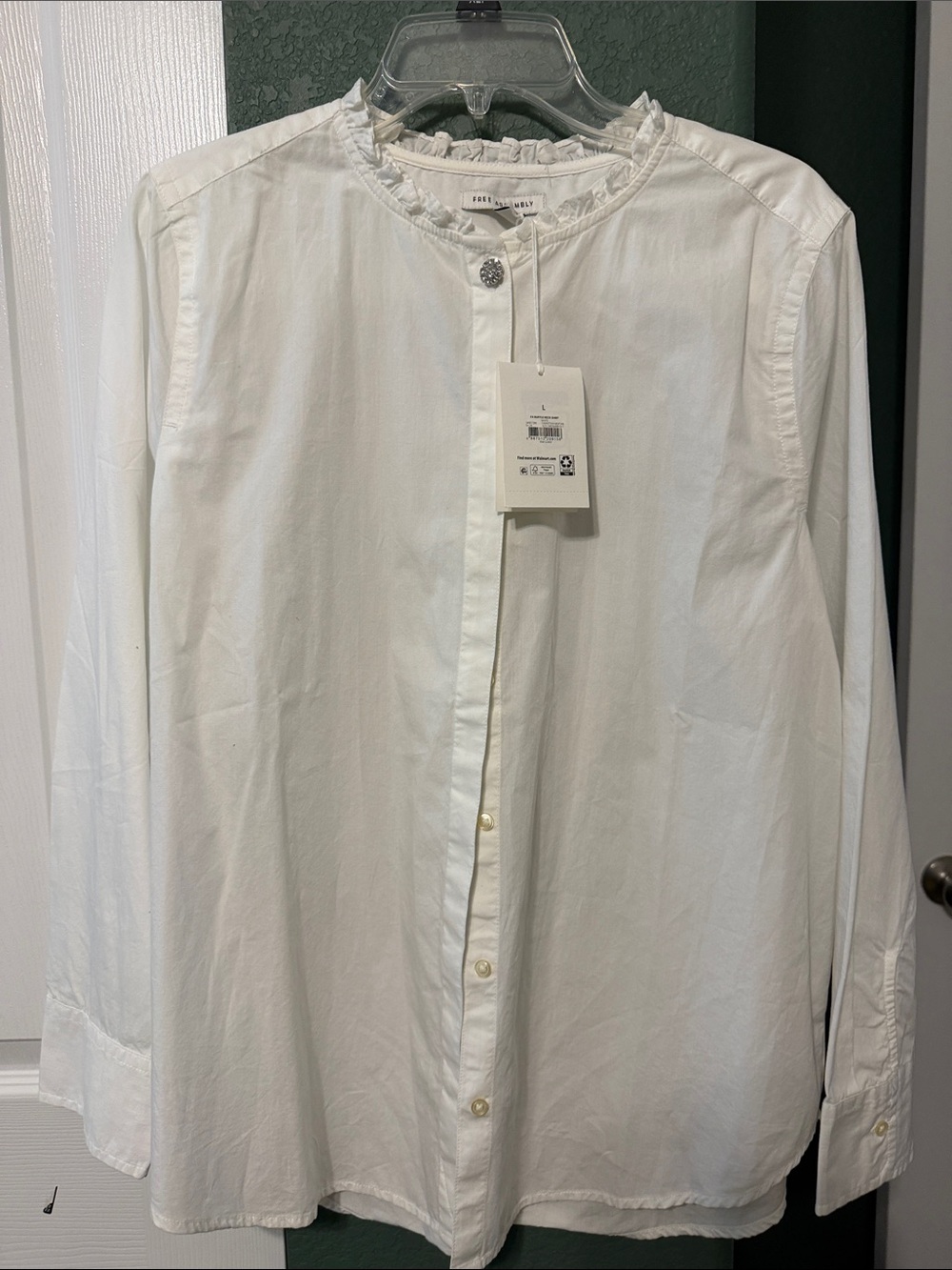 Womens White Lightweight Button-Front Shirt